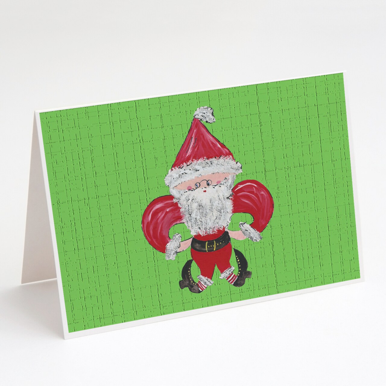 Caroline&#x27;s Treasures Christmas Fleur de lis Santa Claus Greeting Cards and Envelopes Pack of 8